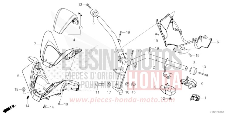 STEERING HANDLE/HANDLE COVER for Forza 350 MAT ROBUST GRAY METALLIC (NHC74) from 2023